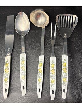 Spice of life Stainless Steel Utensil Set Yellow Bell Pepper Design Handles Vtg